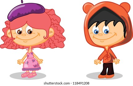 Set of cartoon cute children