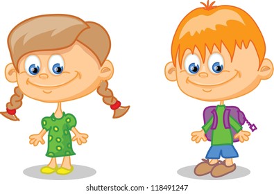 Set of cartoon cute children