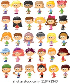 Set of cartoon cute children