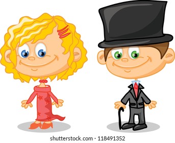 Set of cartoon cute children