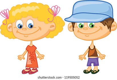 Set of cartoon cute children