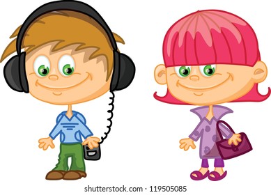 Set of cartoon cute children
