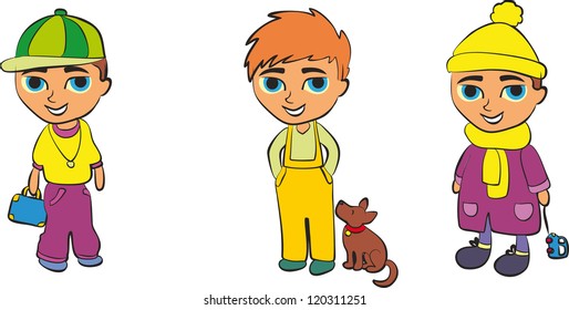 Set of cartoon cute children