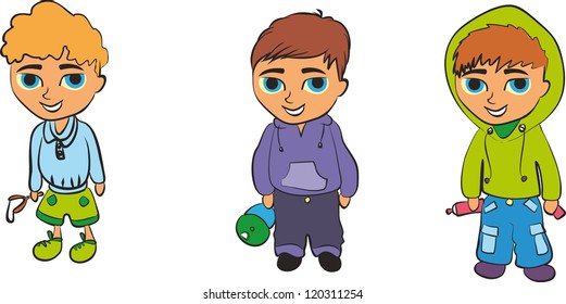 Set of cartoon cute children