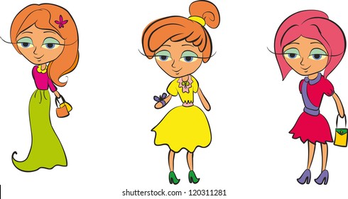 Set of cartoon cute children