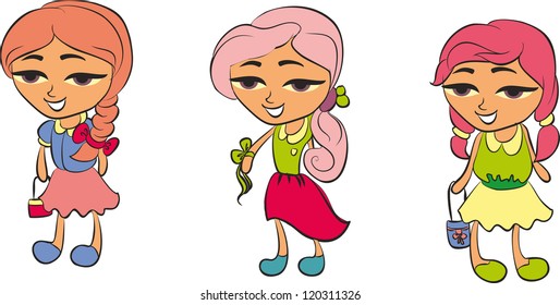 Set of cartoon cute children