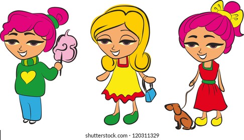 Set of cartoon cute children