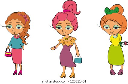 Set of cartoon cute children