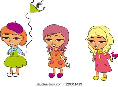 Set of cartoon cute children