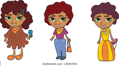 Set of cartoon cute children