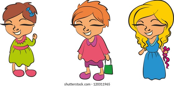 Set of cartoon cute children