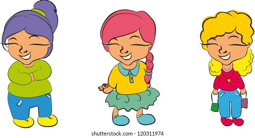 Set of cartoon cute children