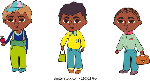 Set of cartoon cute children