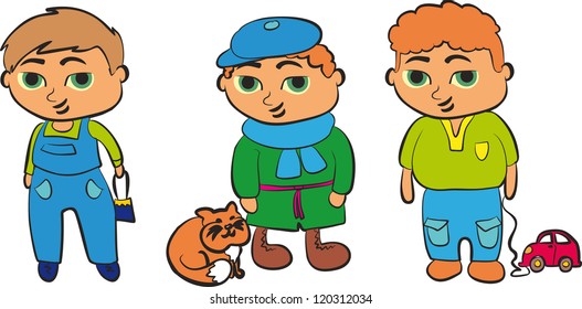 Set of cartoon cute children