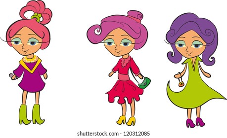 Set of cartoon cute children