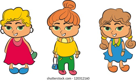 Set of cartoon cute children