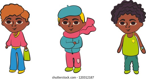 Set of cartoon cute children