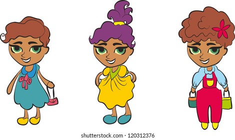Set of cartoon cute children