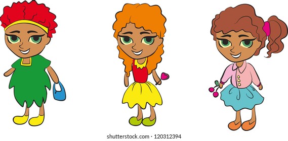 Set of cartoon cute children