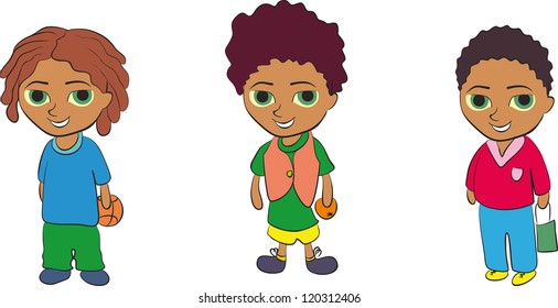 Set of cartoon cute children