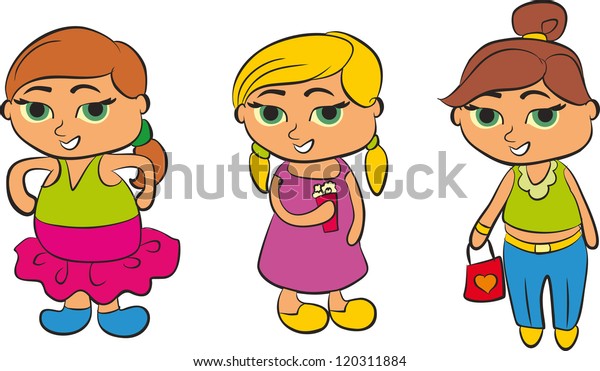 Set Cartoon Cute Children Stock Vector (Royalty Free) 120311884 ...