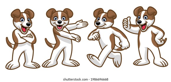 set of cartoon cute dog character