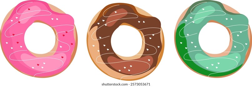 Set of cartoon cute donuts