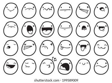 Set of cartoon cute emoticons with different expressions
