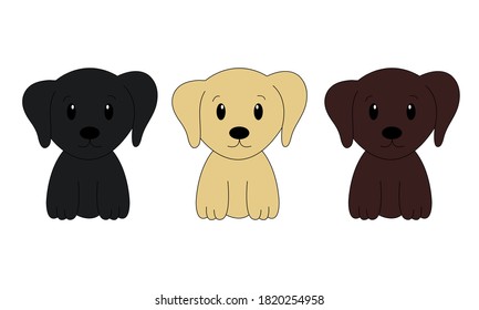 Set with cartoon cute Labrador. Vector illustration.