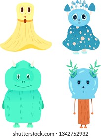 Set of cartoon cute monsters characters