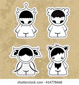 Set cartoon cute monsters. Vector. EPS10