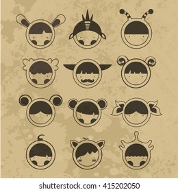 Set cartoon cute monsters. Vector. EPS10