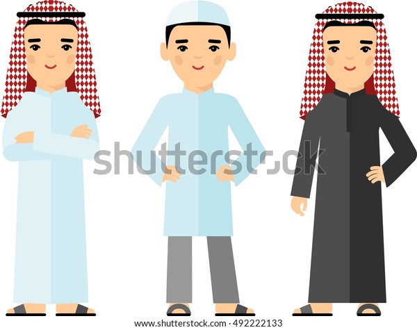 Set Cartoon Different Arab People Man Stock Vector (Royalty Free ...