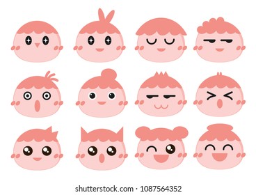 set cartoon different emotions