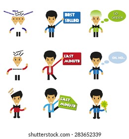Set of cartoon different man characters 