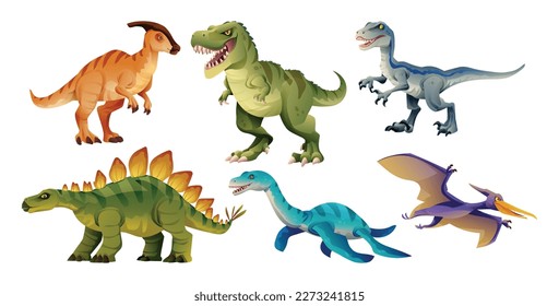 Set of cartoon dinosaur characters vector illustration