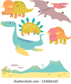 Set of cartoon dinosaurs