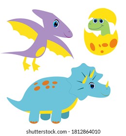 set of cartoon dinosaurs  vector illustration 