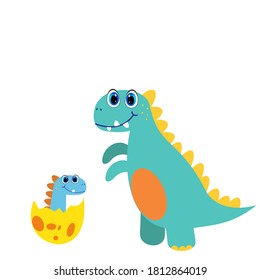 set of cartoon dinosaurs  vector illustration 