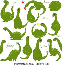 Set of cartoon dinosaurs. vector illustration
