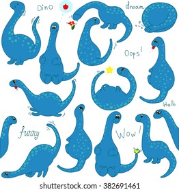Set of cartoon dinosaurs. vector illustration