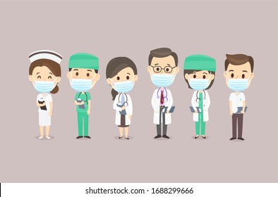 Set Cartoon  Doctor Character Vector