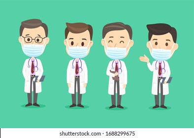 Set Cartoon  Doctor Character Vector