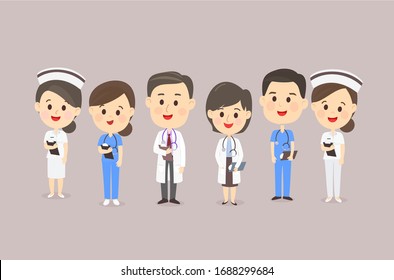 Set Cartoon  Doctor Character Vector