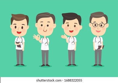 Cartoon Doctor Team-Vektorillustration festlegen