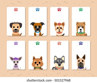 Set of cartoon dog cards