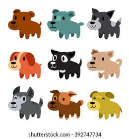 Set of cartoon dogs