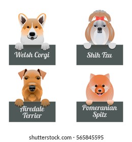Set of cartoon dogs.