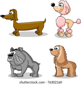 set cartoon dogs of different breeds