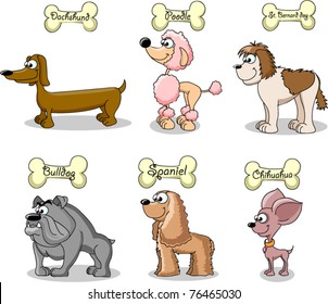 set cartoon dogs of different breeds